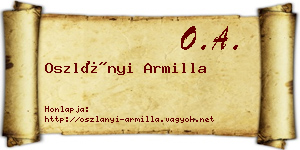Oszlányi Armilla névjegykártya